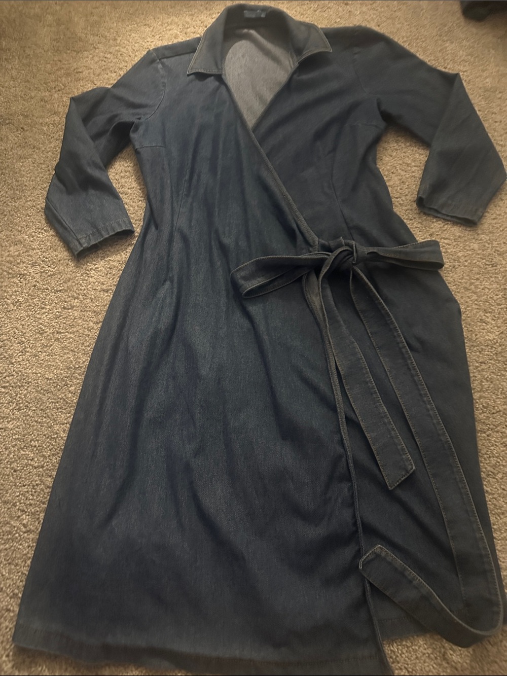 J. McLaughlin jean collared wrap tie dress 3/4 sleeve dress size small